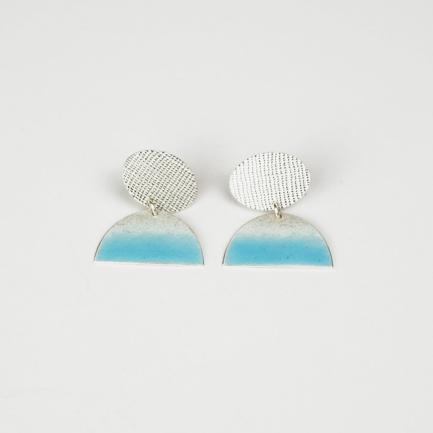 Stud Dangle Earrings in Light Turquoise / Textured Silver