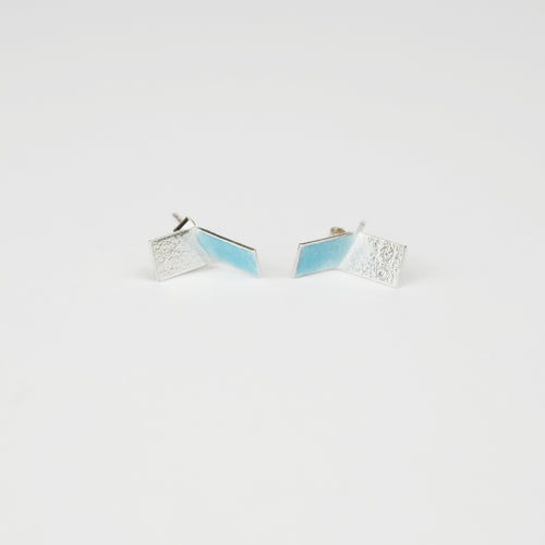Light Turquoise Folded Rectangle Earrings