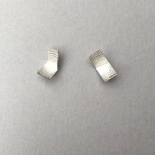 Load image into Gallery viewer, Textured Silver Folded Rectangle Studs