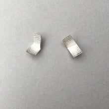 Load image into Gallery viewer, Folded Rectangle Studs in Textured Silver