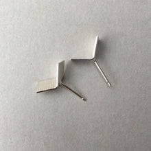 Load image into Gallery viewer, Folded Rectangle Studs in Textured Silver