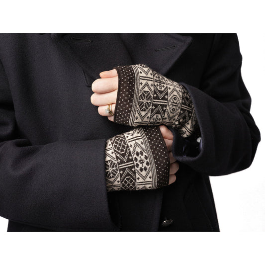 Polka Dot Design Wristwarmers in Black