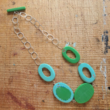 Load image into Gallery viewer, Oval Bloom Necklace in Aqua & Green