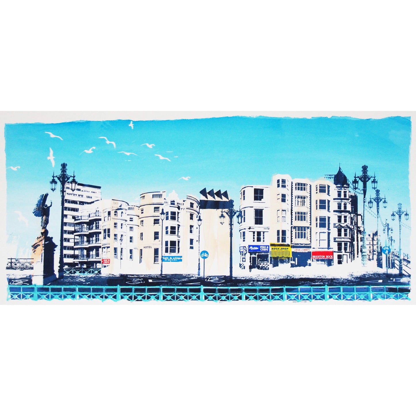 Cycling Along the Seafront Print