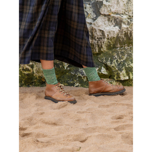 Chunky Wool Boot Socks Marbled Green