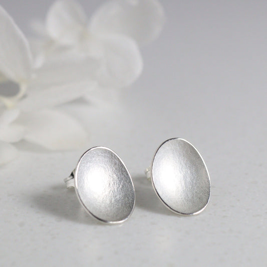 Large Petal Silver Stud Earrings