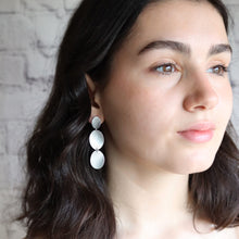 Load image into Gallery viewer, Large Triple Curled Petal Silver Stud Earrings