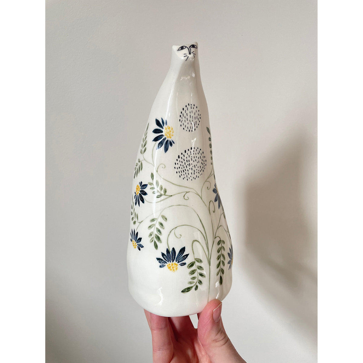 Large Botanical Cat Vase