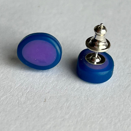 Tiny Oval Resin Studs in Lilac Purple and Blue