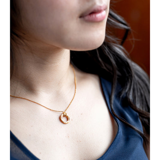 Small Pond Ripple Disc Necklace in Gold