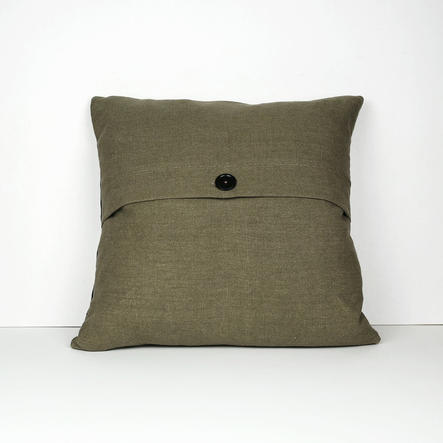 Graphic Patchwork Cushion in Black, White and Brown