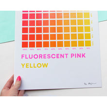 Load image into Gallery viewer, Colour Chart: Fluorescent Pink & Yellow Print