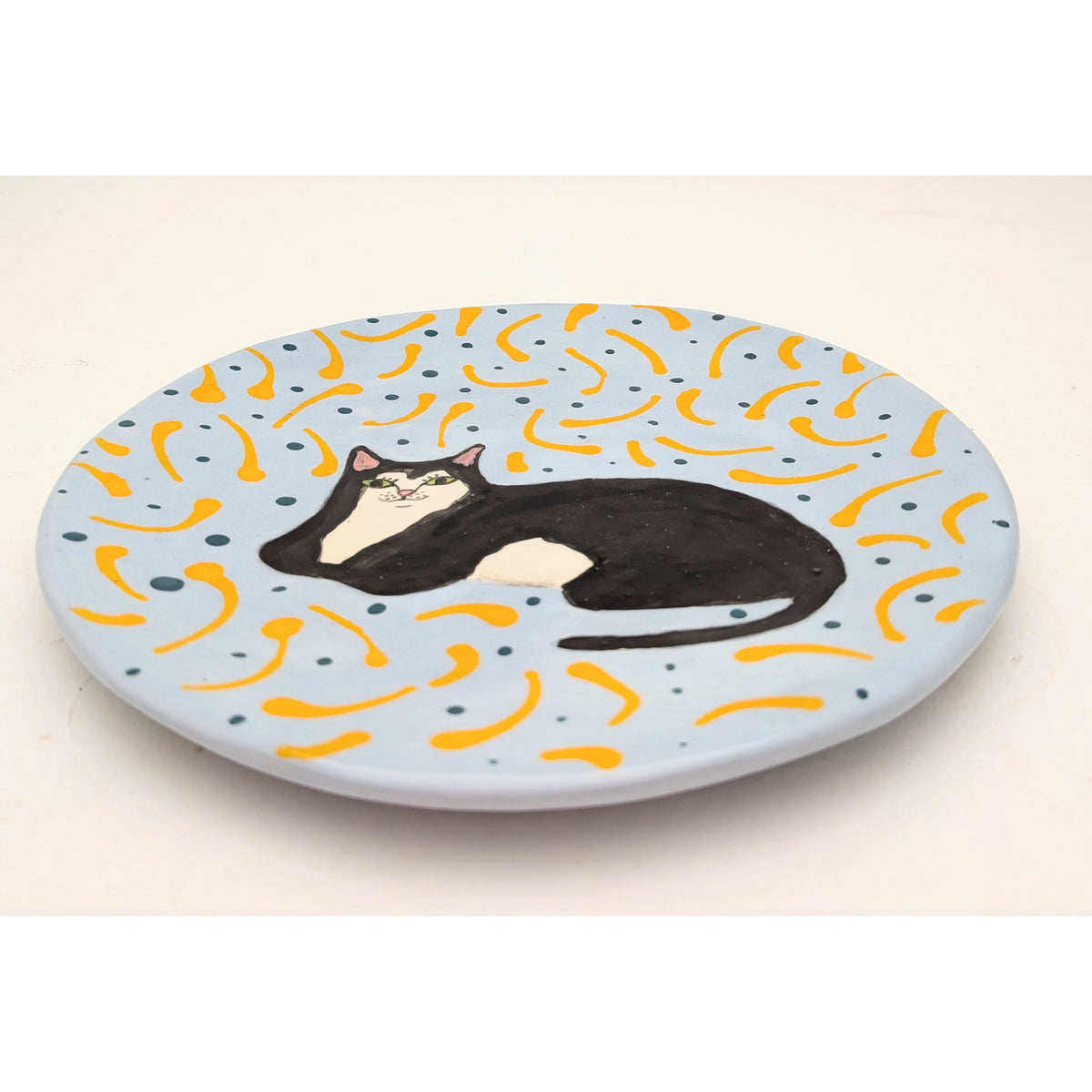 Resting Tuxedo Cat Plate