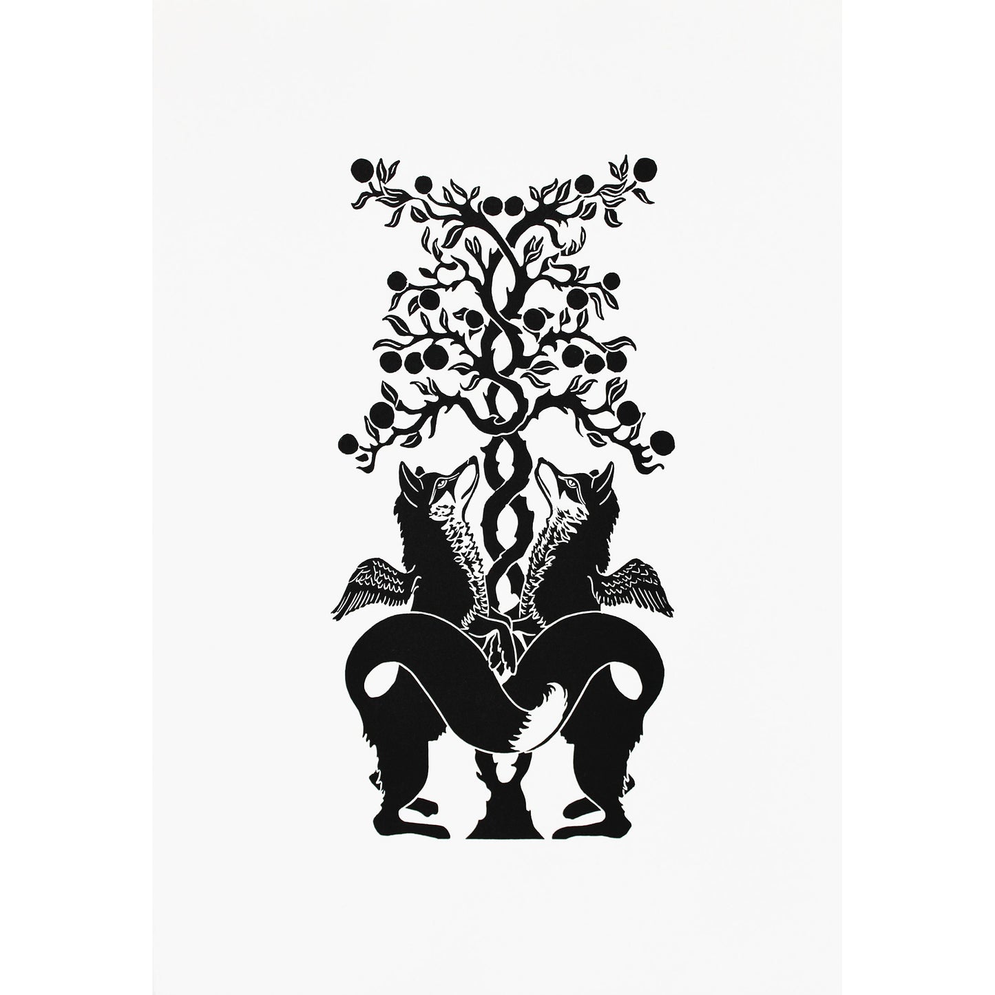 Fox and Orange Tree Print