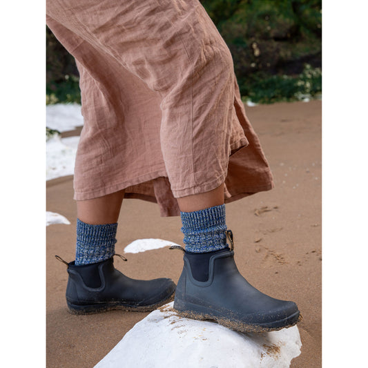 Chunky Wool Boot Socks Marbled Blue