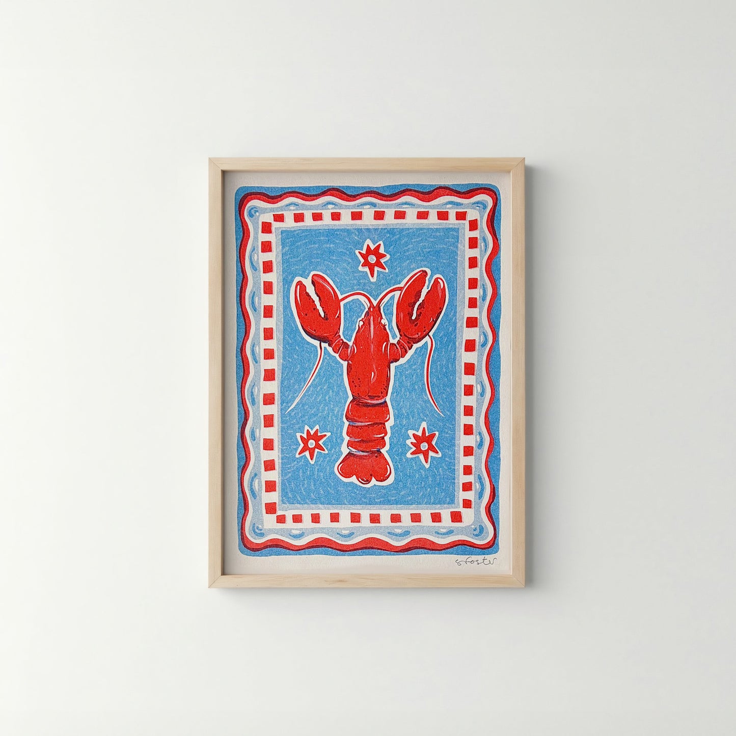Paradise Lobster in Blue and Red