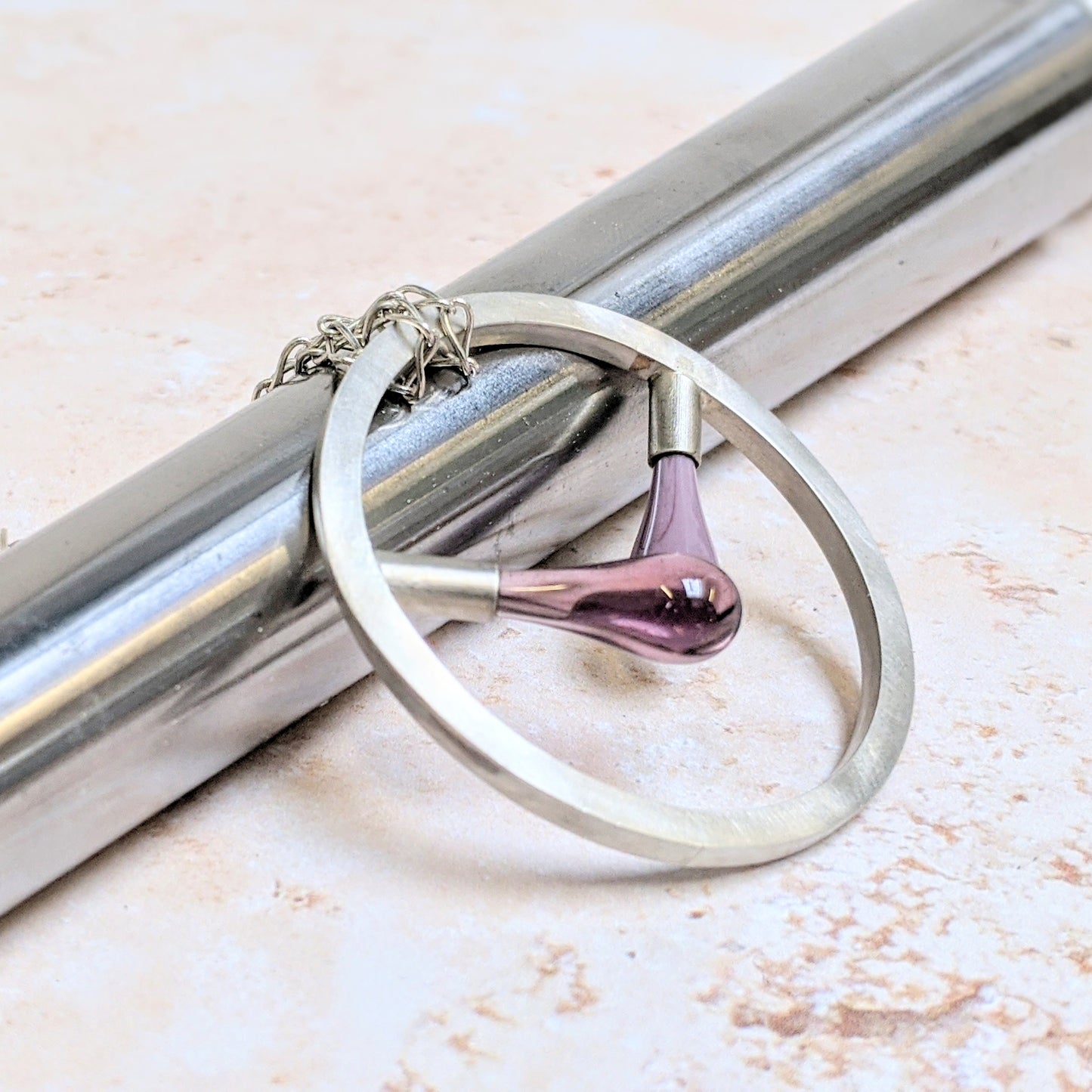 Twist Droplet Necklace with Two Drops