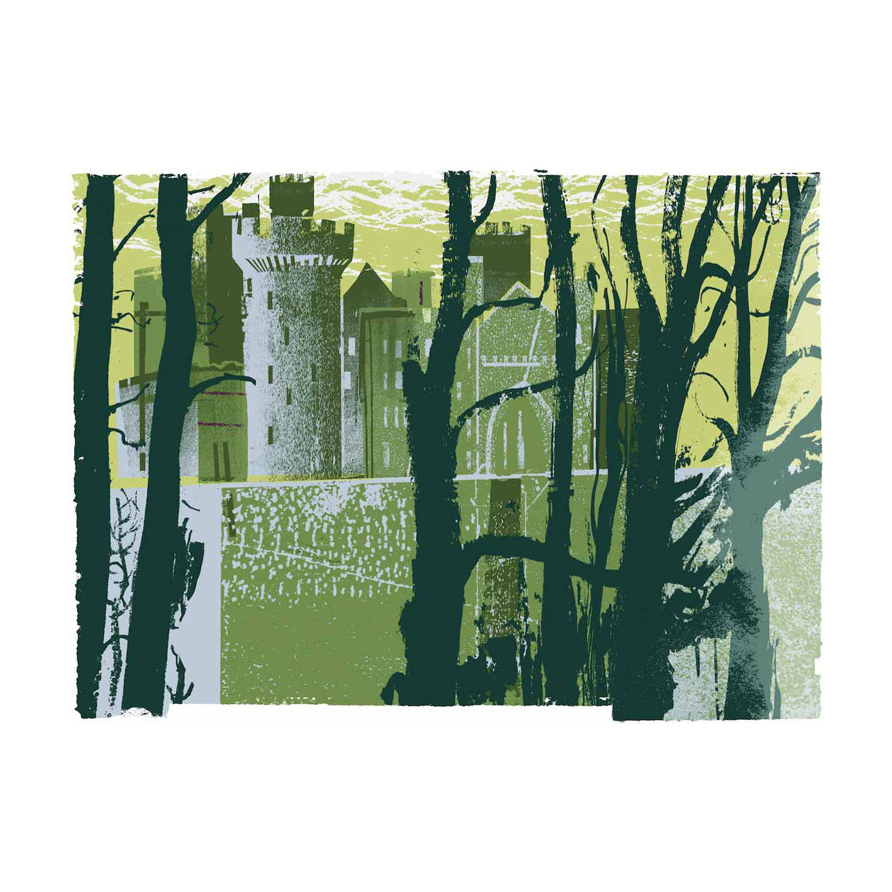 Arundel Through Trees in Yellow Print