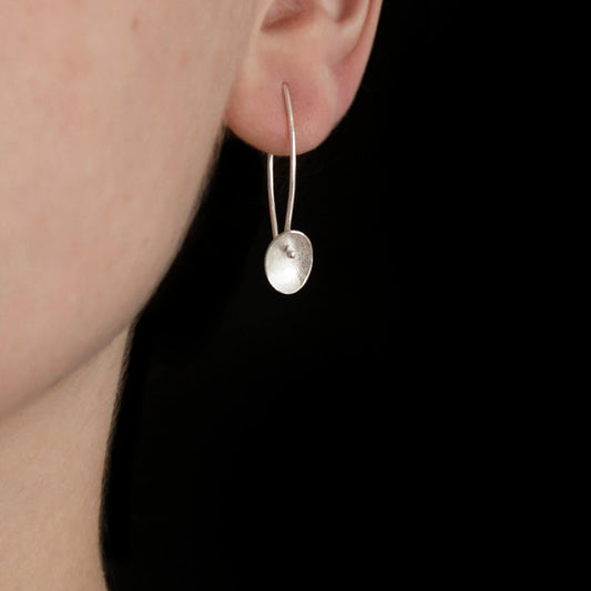 Small Seed Silver Long Wire Earrings
