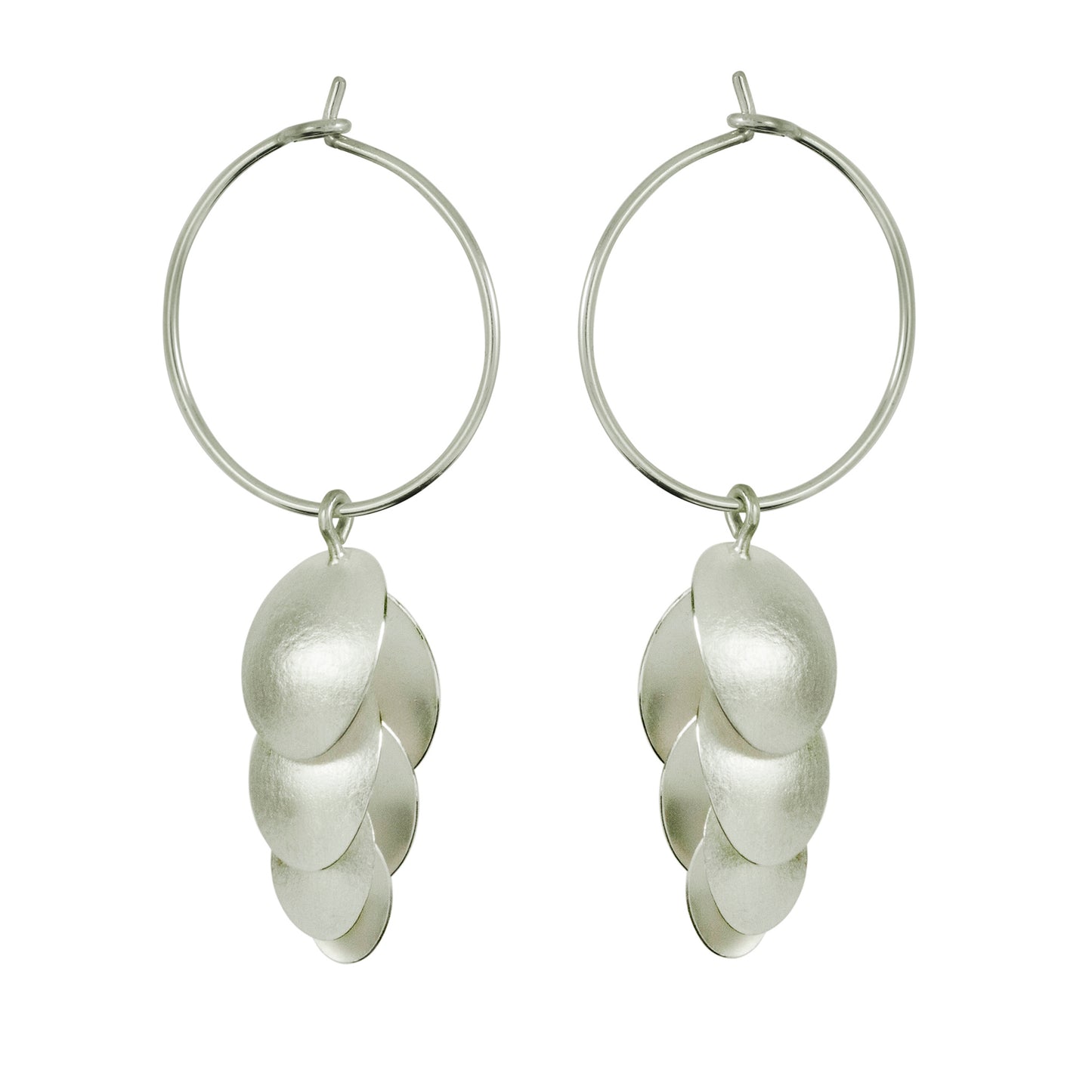 Triple Seed Pod Silver Hoop Earrings