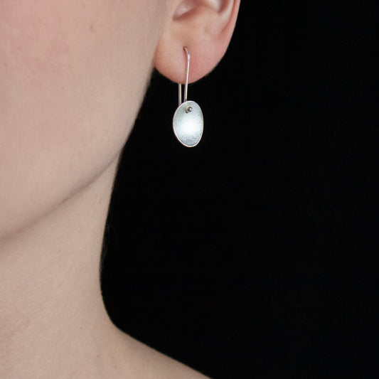 Large Petals Silver Long Wire Earrings