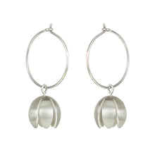 Load image into Gallery viewer, Crocus Flower Silver Hoop Earrings