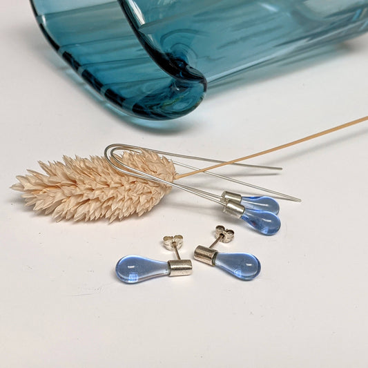 Droplet Stud Earrings with Sterling Silver