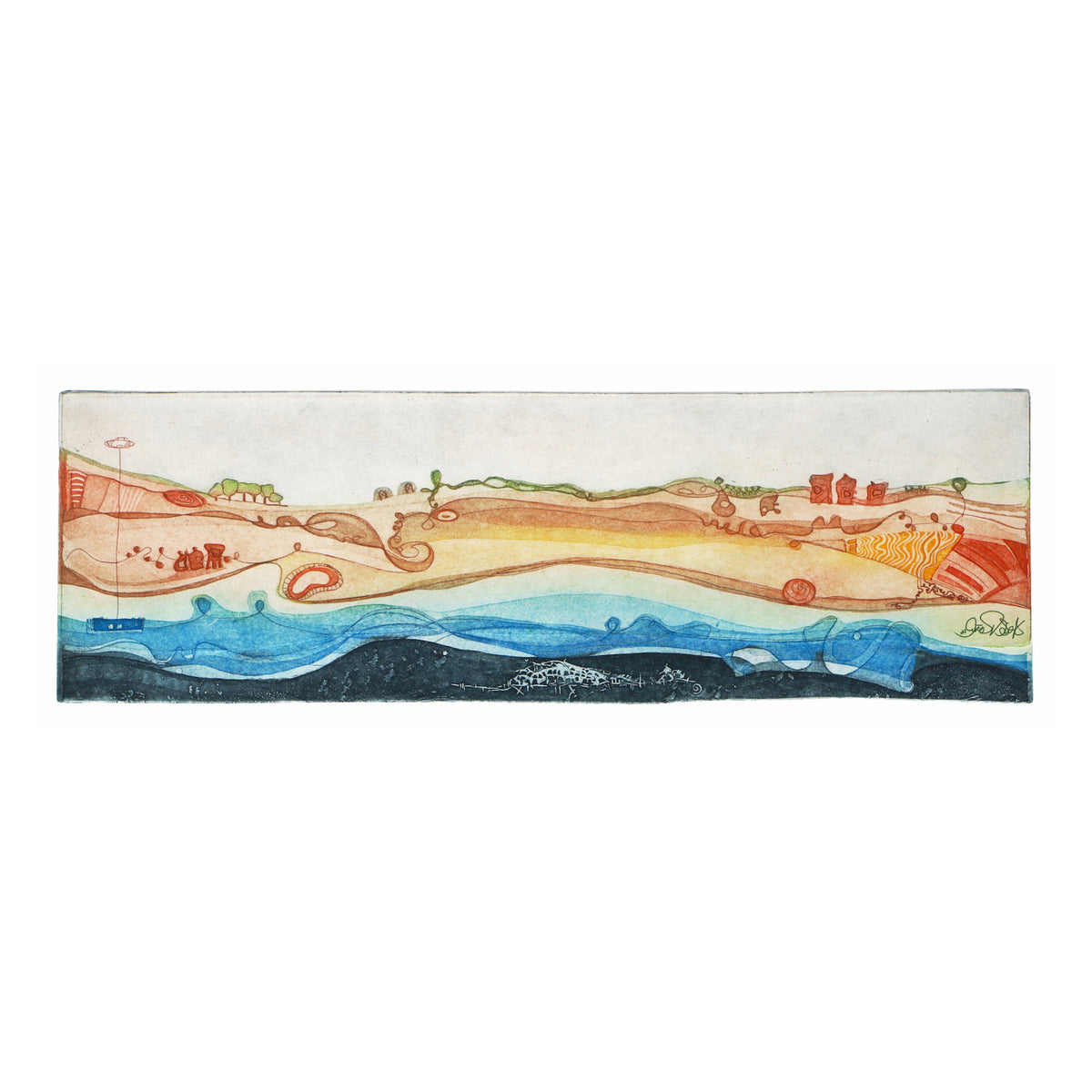 Yellow Fields by the Sea Greeting Card
