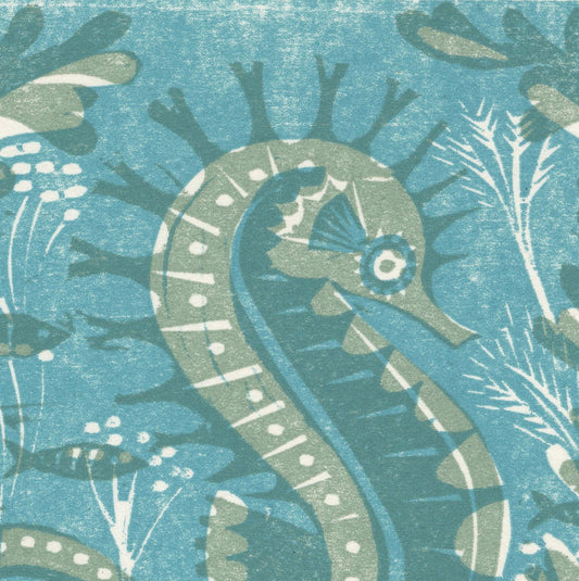 Seahorse - Woodcut Print