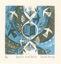 Load image into Gallery viewer, Books and Doves - Woodcut Print