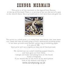 Load image into Gallery viewer, Zennor Mermaid - Relief / Letterpress Print