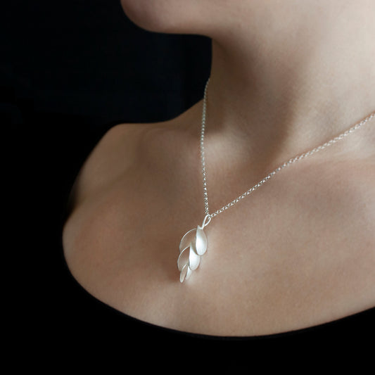 Triple Seed Pod Silver Necklace