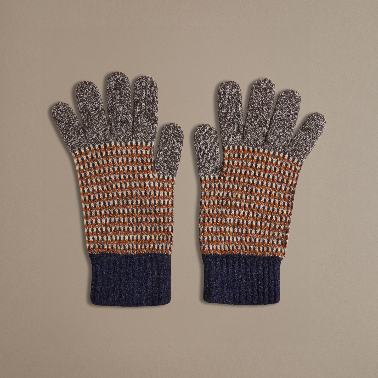 Marl Gloves Brown & Navy