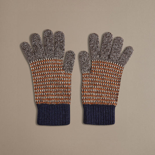 Marl Gloves Brown & Navy