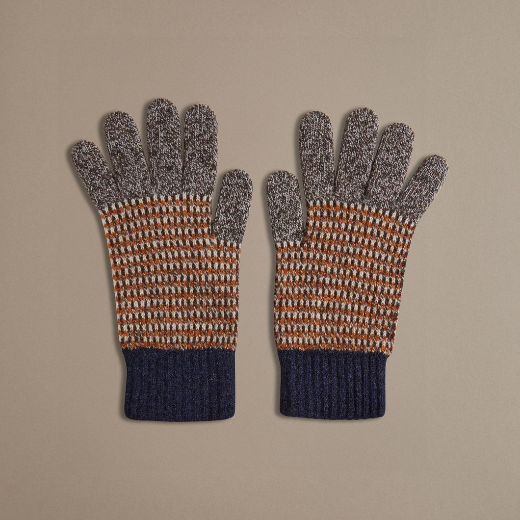 Marl Gloves Brown & Navy