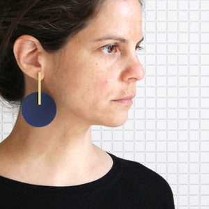 Circle Earrings in Navy