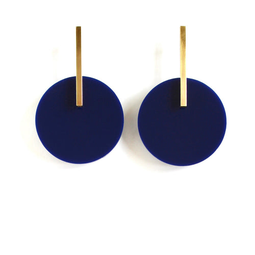 Circle Earrings in Navy