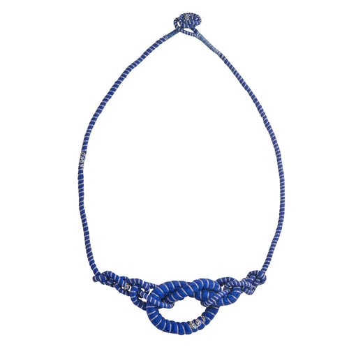 Blue and Silver Centre Knotted Necklace
