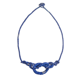 Blue and Silver Centre Knotted Necklace