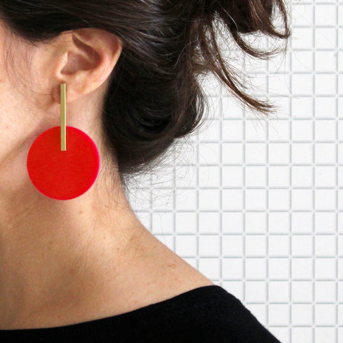 Circle Earrings in Red