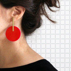 Circle Earrings in Red