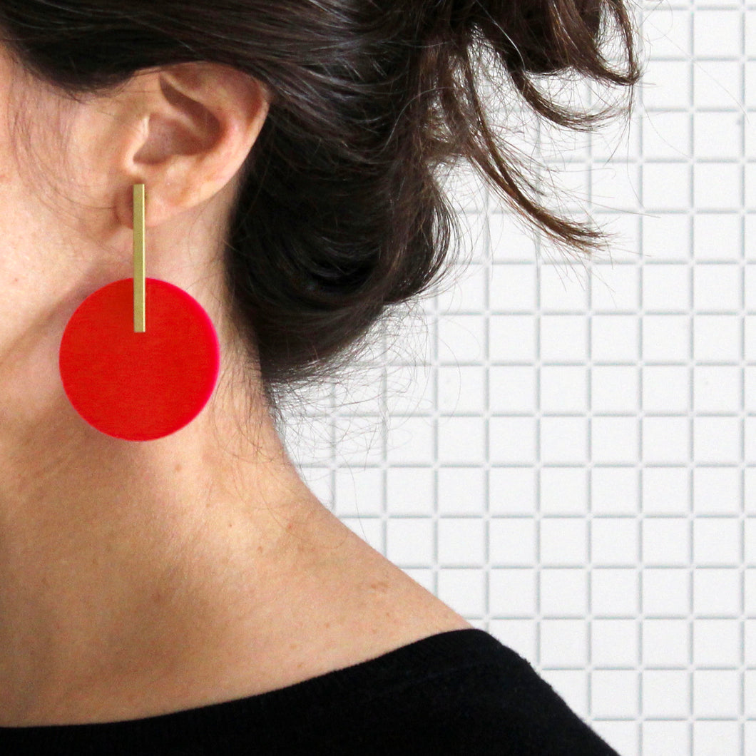 Circle Earrings in Red