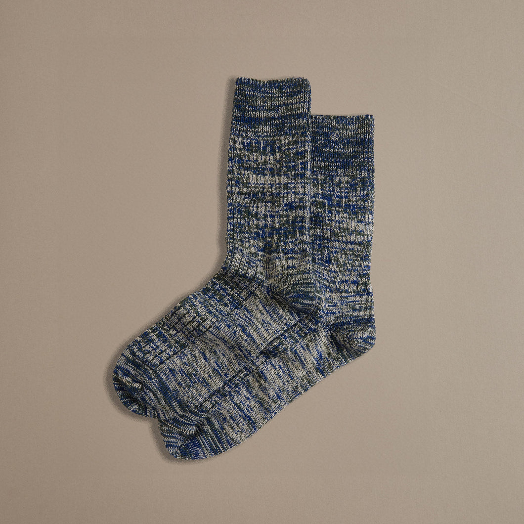 Chunky Wool Boot Socks Blue