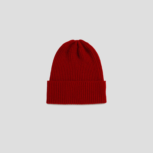 Fisherman's Rib Long Beanie in Ruby