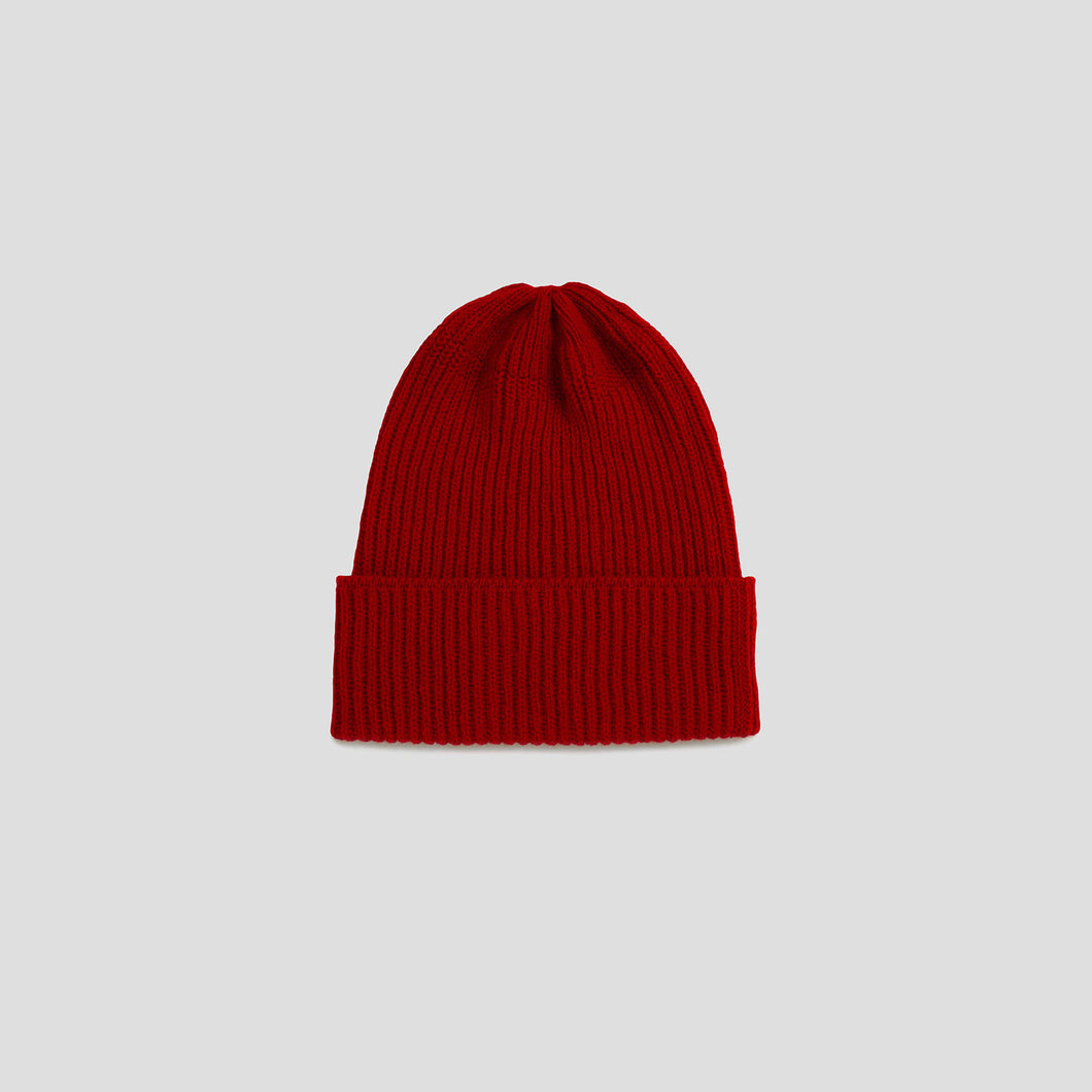 Fisherman's Rib Long Beanie in Ruby