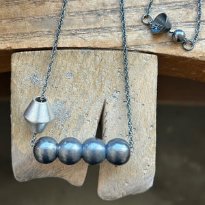 Oxidised Silver Necklace with Two Beads
