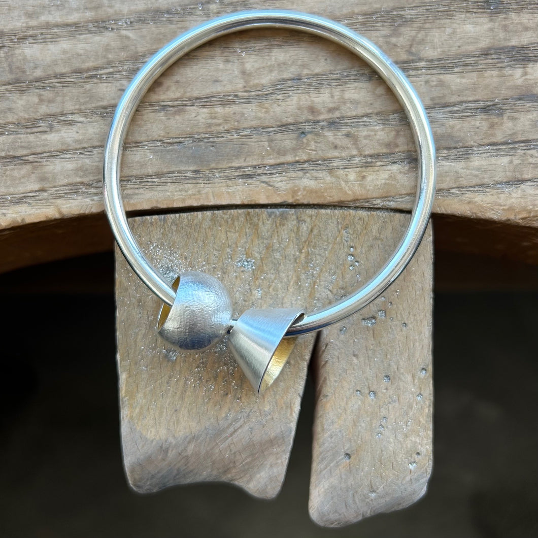 Silver Bangle with Two Shapes