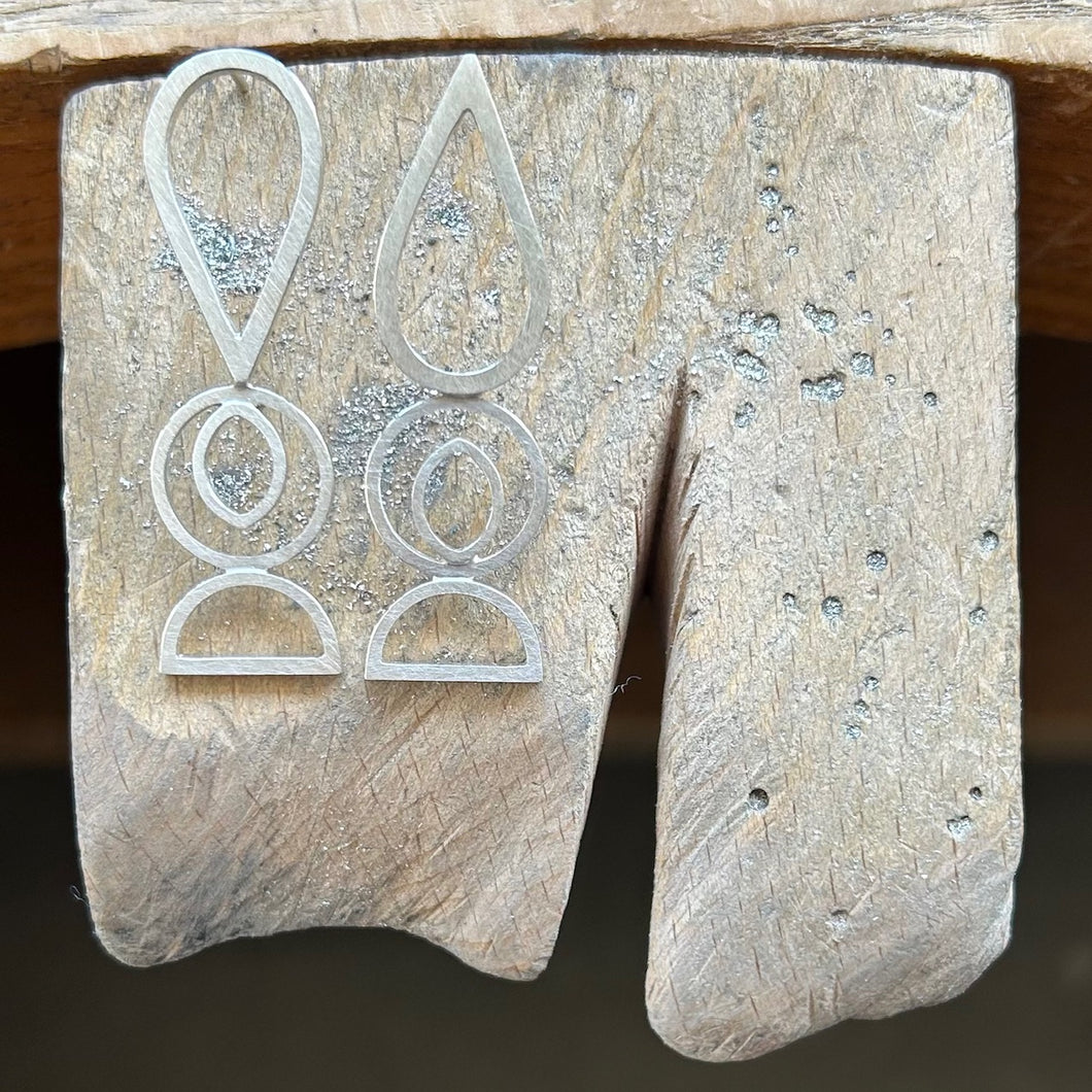 Matt Silver Totem Earrings