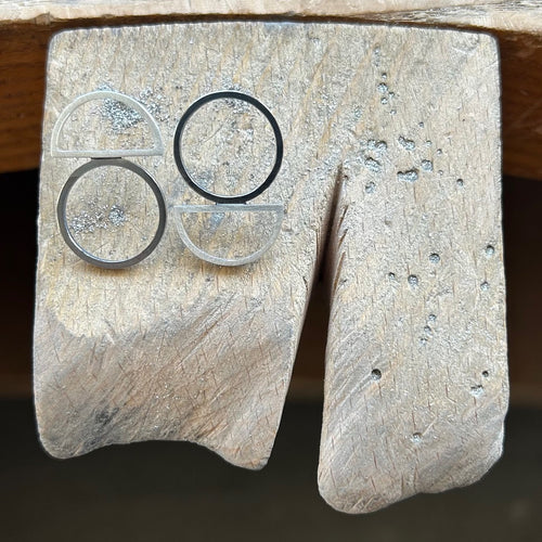 Matt Silver and Oxidised Silver Double Edit Earrings
