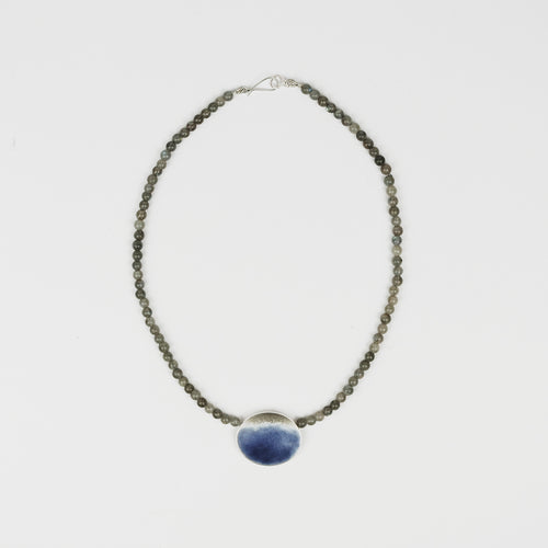 Violet Blue Concave Oval Necklace